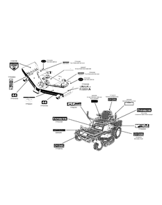 Decal Map 44-Inch Diagram and Parts List for ENFORCER44 53BI3AGF050-19HP Cub Cadet Lawn Tractor